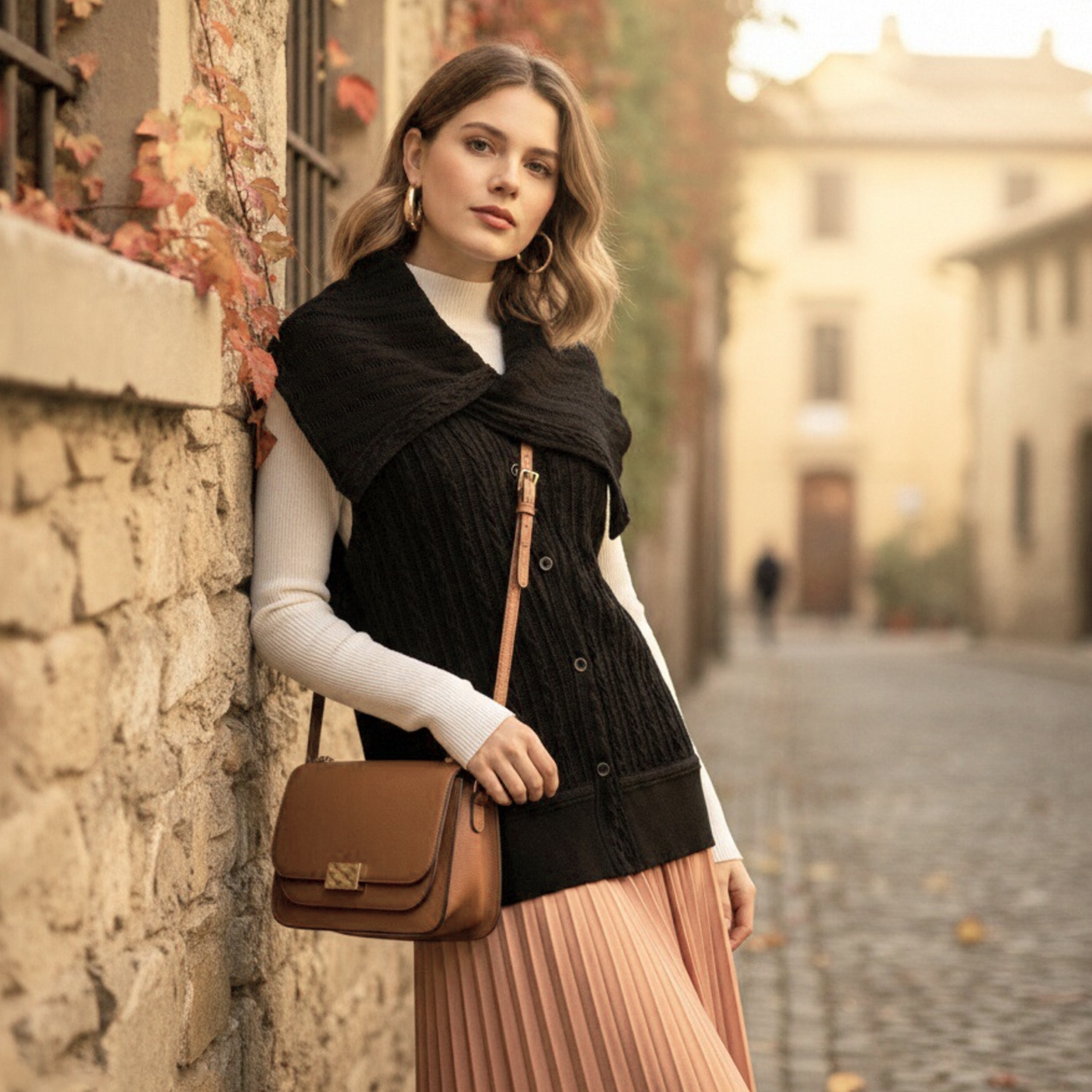 坎肩毛衣/堆堆高领针织衫女秋冬