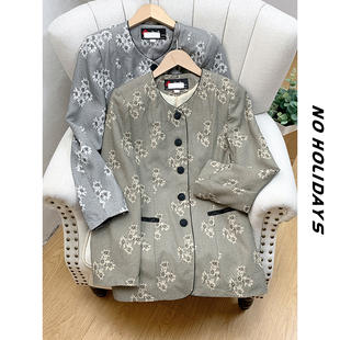 90年代产 意大利年代复古风贵夫人印花外套女春秋 vintage古着