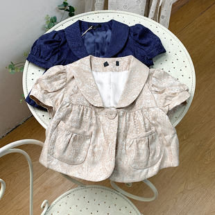 高货!泡泡袖~浮雕面料~春装~欧美复古宫廷公主风短款小外套/短袖