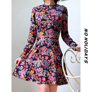 【无假期的人】出口单~光滑感~度假风长袖连衣裙女春夏