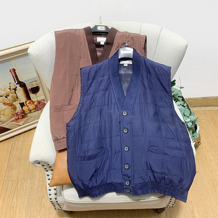 老货柜单!大码90年代复古休闲中性风真丝轻薄夹棉马夹外套春秋冬