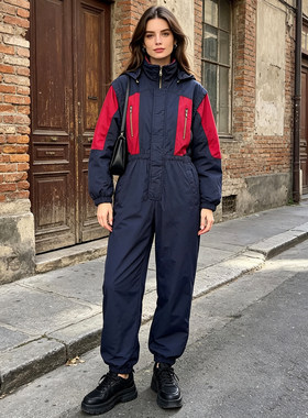 冬季保暖雪地连体裤棉服户外工装