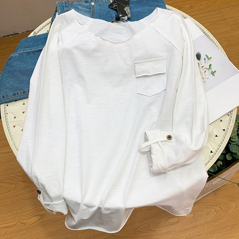 包邮!舒服纯棉T恤女夏/撤柜/简约百搭休闲款长袖上衣