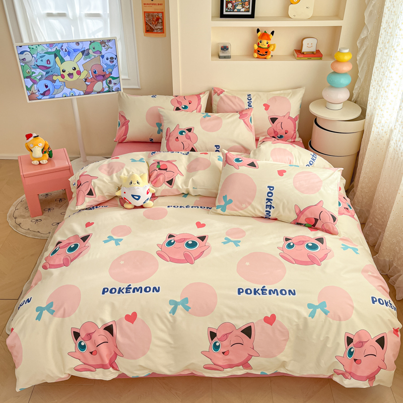 皮卡丘四件套纯棉全棉2025新款卡通4被套儿童宿舍床上三件套床单
