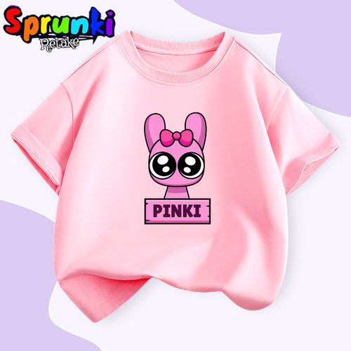 男女童装节奏盒子短袖Sprunki儿童可爱平基Pinki纯棉卡通T恤套衫