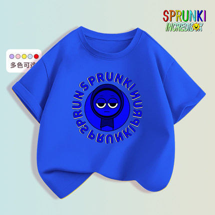 Sprunki音乐节奏盒子杰文布莱克男童夏装短袖纯棉T恤童装游戏周边