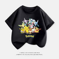 Foreign trade daily order printed Pokemon Eevee summer children's short-sleeved T-shirt parent-child set pure cotton trendy cartoon top thumbnail 3