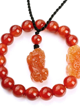 天然红玛瑙挂坠貔貅手链