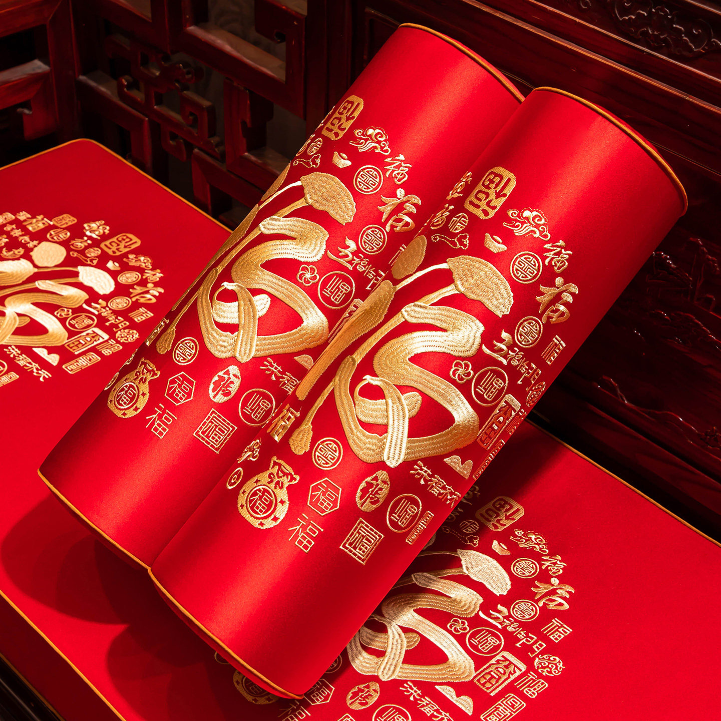 红色喜庆中式红木沙发长条扶手枕罗汉床侧边填缝方枕实木沙发靠枕,居家布艺,靠垫/抱枕,淘宝优惠券,粉丝福利购,淘宝优惠卷