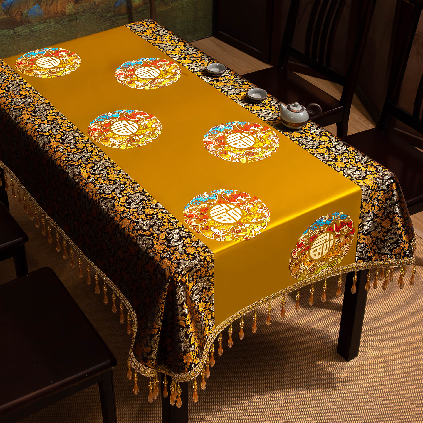 轻奢高级感实木家居高端桌布盖巾