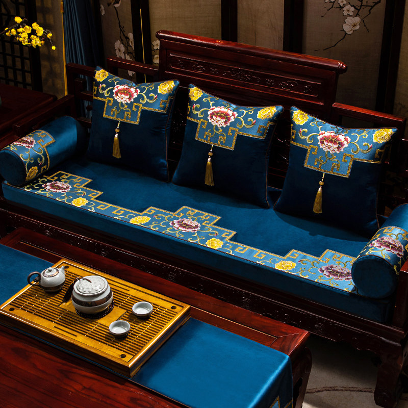 中式红木沙发垫椅垫冬季防滑实木家具海绵加厚坐垫罗汉床垫子定制