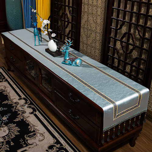 新中式电视柜盖布纯色盖巾客厅