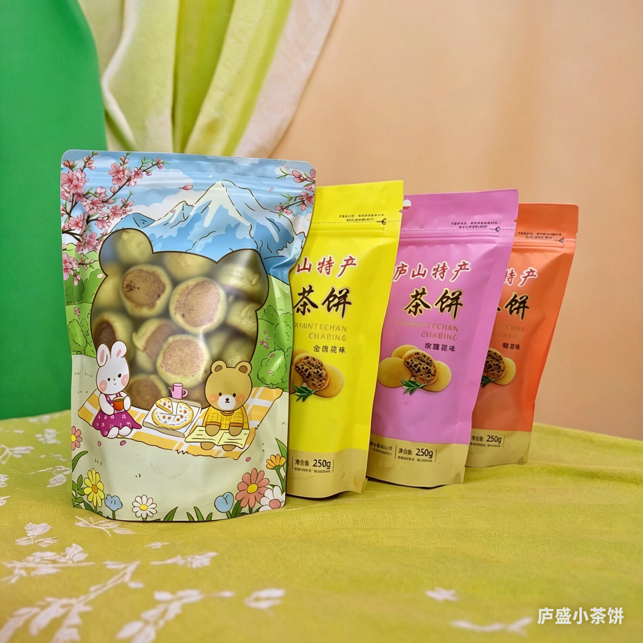 庐盛小茶饼桂花云雾茶正宗江西九江庐山特产陈氏旅游世家解馋零食