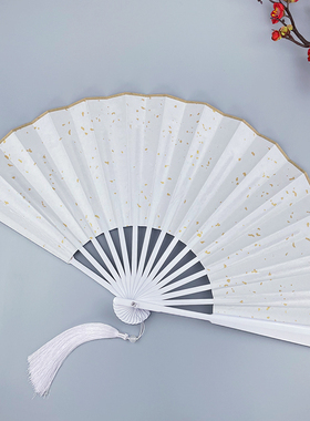 山河令扇子7/8/9/10寸温客行霸气古风折扇洒金双面白绢布烤漆竹扇