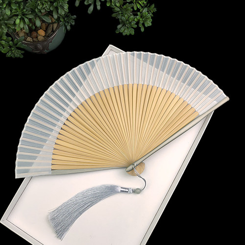 纯色素面夏天女生随身便携扇子