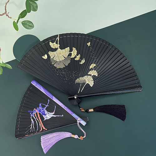 木木夕迷你全竹彩印折叠小扇子