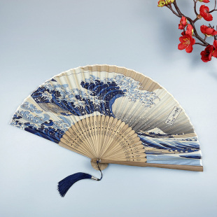 复古随身便携折叠旗袍舞蹈走秀扇 夏季 和风真丝扇女式 扇子折扇日式