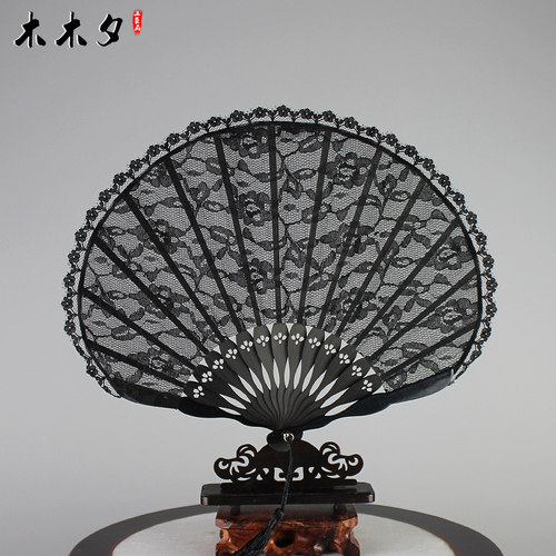 木木夕女式蕾丝扇子工艺扇