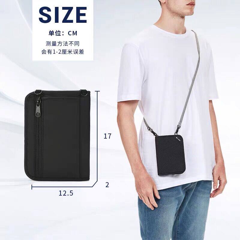 PACSAFE RFIDSAFE V150 도난 방지 브러시 홀터 ID 지갑 여권 지갑 공식 스팟