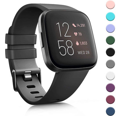 适用Fitbit Versa/Versa 2/VersaLiteSE单色硅胶彩扣表带替换腕带