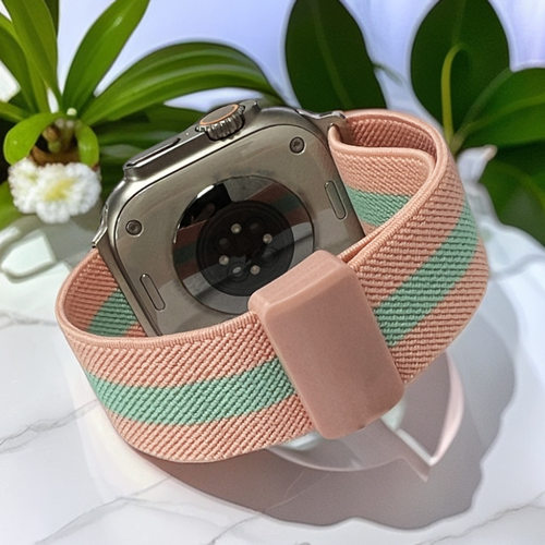 适用苹果applewatchultra2手表表带S9S87654弹力回环磁吸闪扣表带