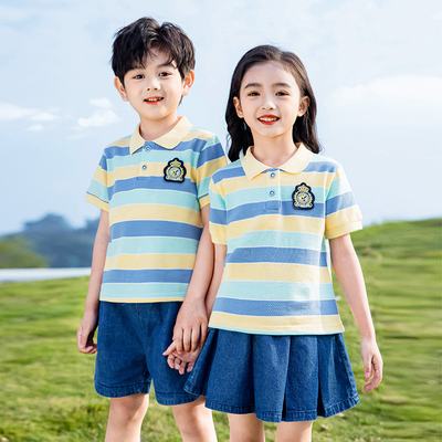 小学生校服夏季套装儿童班服潮纯棉幼儿园园服夏装运动学院风表演