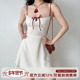 自制欧美风绑带白色吊带裙女夏修身 Girl 收腰连衣裙a字短裙