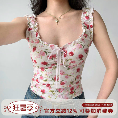 GoGirlGo印花无袖背心辣妹上衣