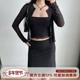 女 网纱高腰半身裙套装 Girl 自制欧美风黑色波点吊带开衫