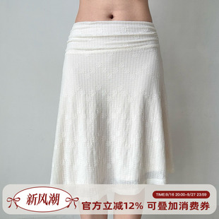 Go Girl Go 自制法式复古提花白色不规则半身裙女春中低腰a字裙