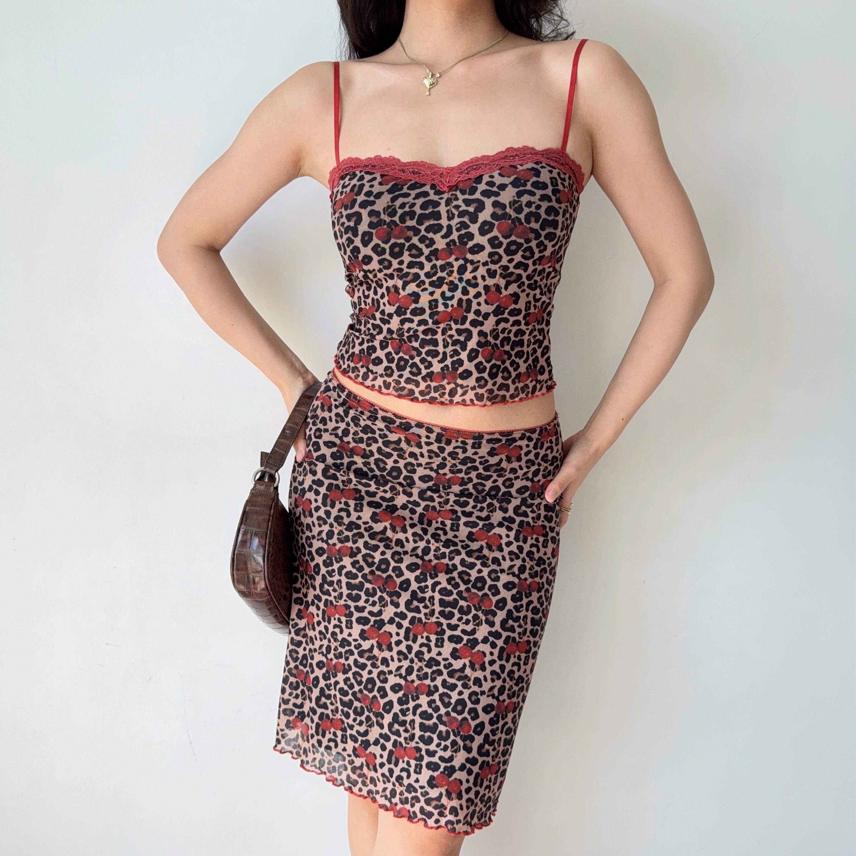 Go Girl Go 自制美式复古性感辣妹豹纹吊带+半身裙套装两件套女夏