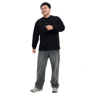 秋冬超重磅380克【东西南北】纯棉刺绣圆领卫衣男款大码