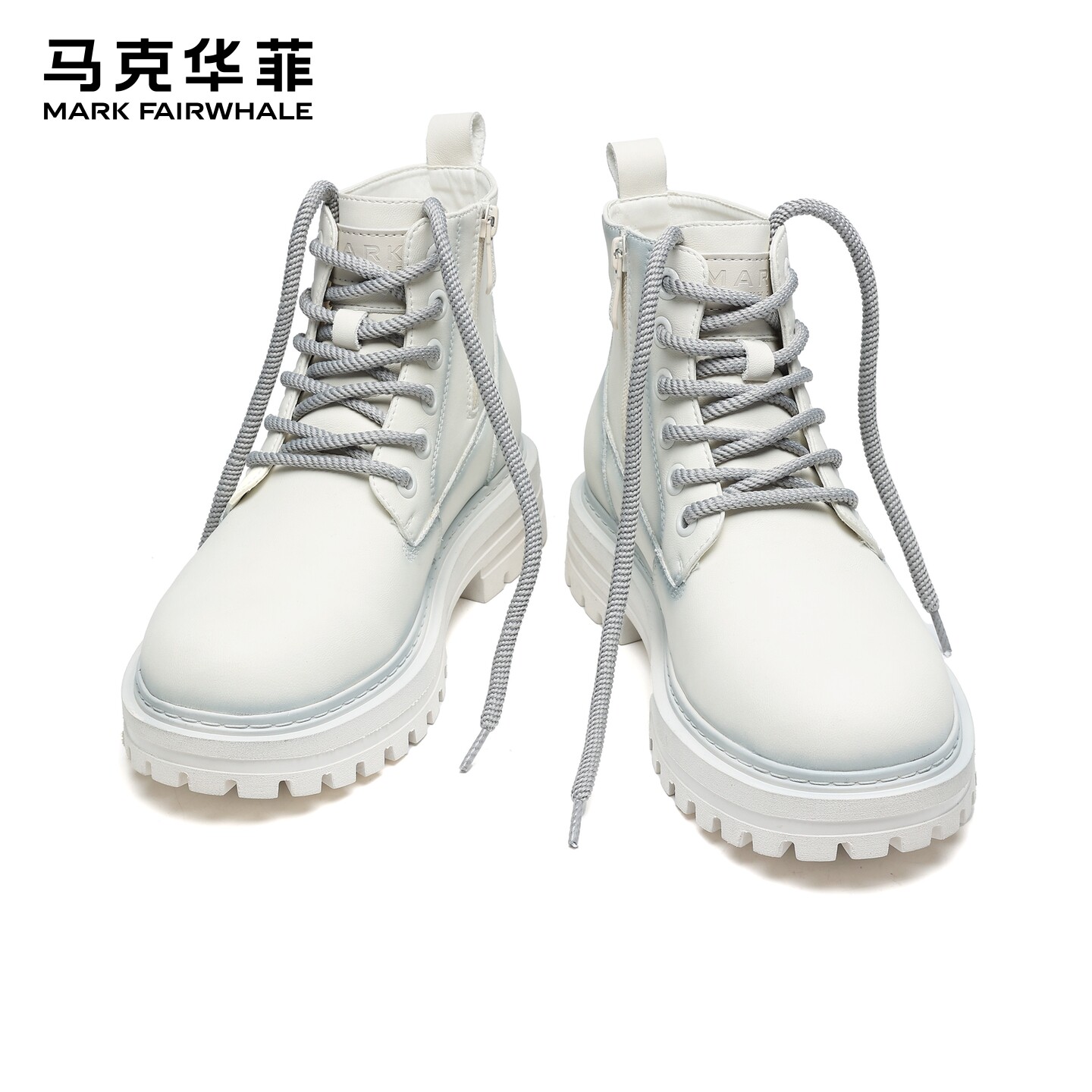 蒲熠星同款马克华菲马丁靴男款2025新款冬季白色情侣工装靴男短靴