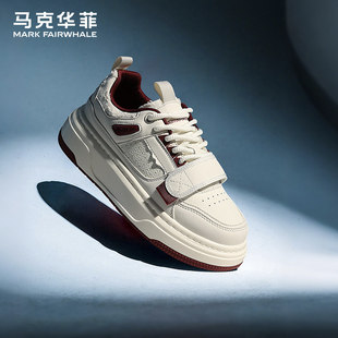 马克华菲红色鞋子男2025年新款本命年厚底增高板鞋男款运动休闲鞋