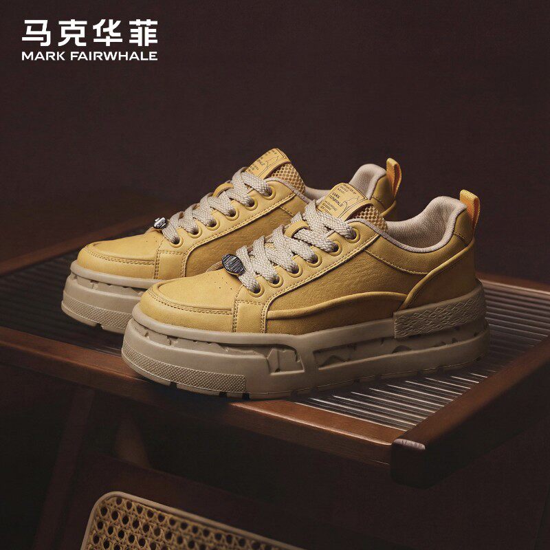 马克华菲男鞋春季2026新款潮牌男士运动百搭厚底增高休闲板鞋子男