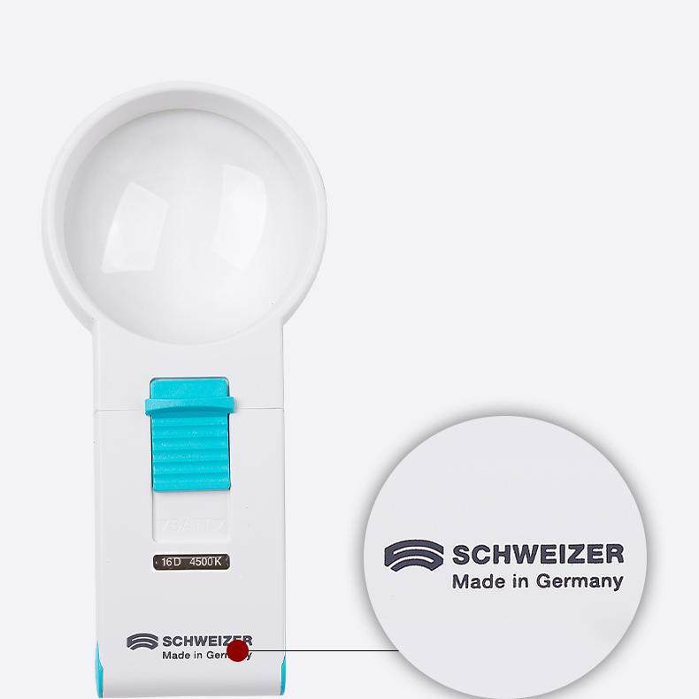 德国进口视维德SCHWEIZER光学放大镜，LED带灯阅读放大镜 134162