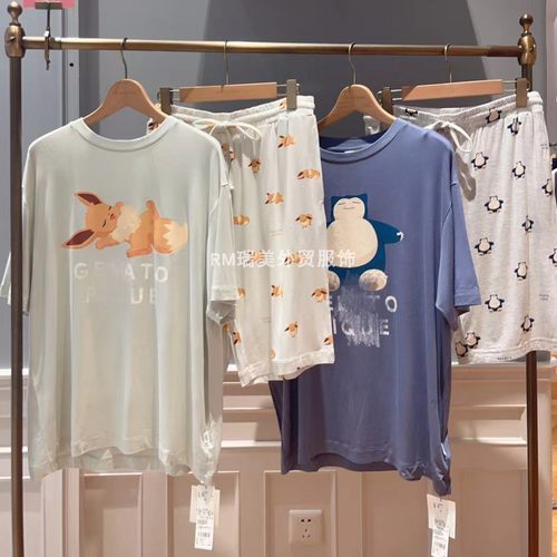 GP日系软绵绵夏季情侣男女短袖睡衣卡比兽小精灵宝可梦家居服套装