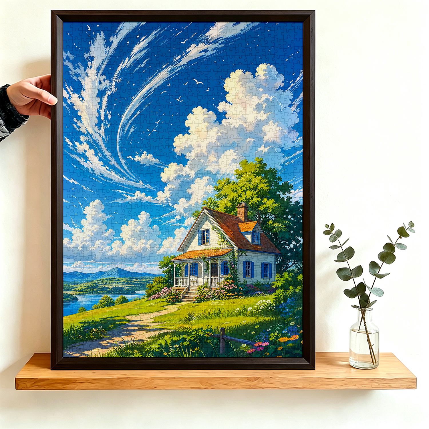 湖边小屋1000片拼图成人加厚纸质千片风景解压打发时间玩具