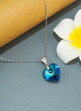 蓝色海洋之心时尚风百搭银饰包邮