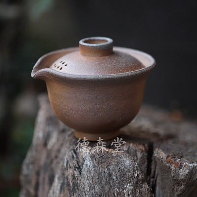 柴烧防烫盖碗云南龙窑粗陶手工