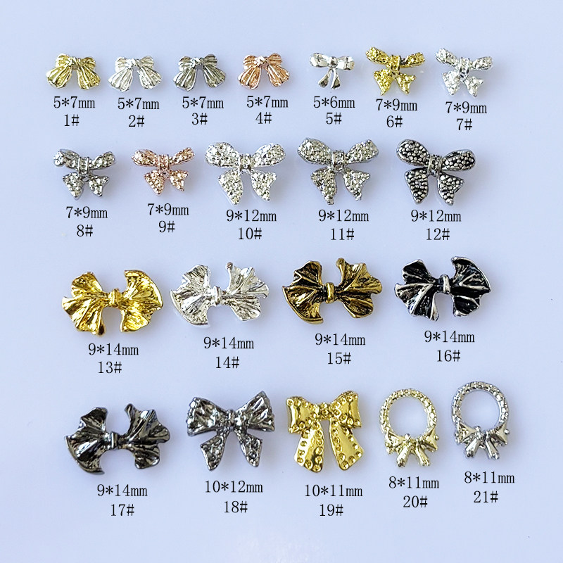 日系新款蝴蝶结金属指甲饰品 3指甲装饰