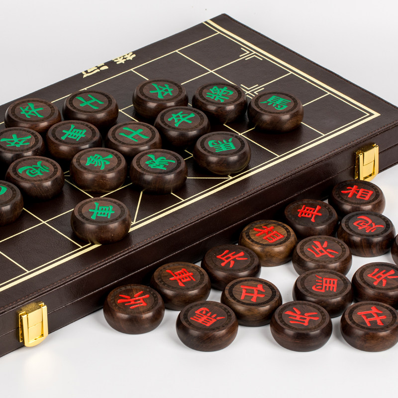 红木木制中国象棋折叠便携皮质棋盘成人儿童培训班选用