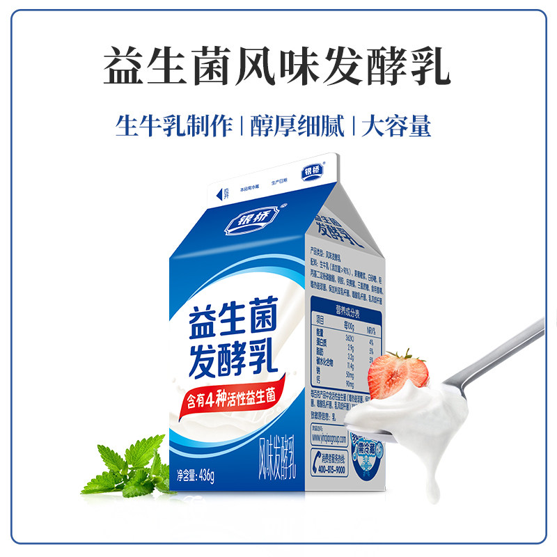 银桥大屋活性益生菌发酵生牛乳奶酸牛奶饮品整箱436g*6盒大房子