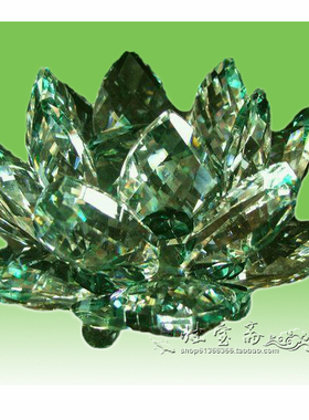 水晶莲花绿色招财摆件好运连连