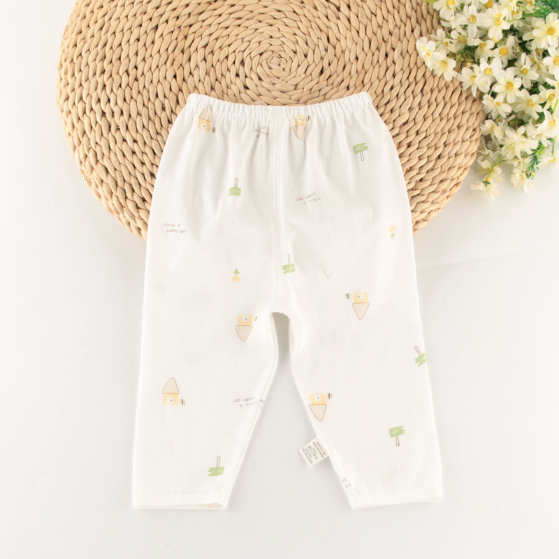 婴儿夏薄款纯棉长裤男女宝宝儿童家居爬行防蚊裤全棉空调睡裤A类