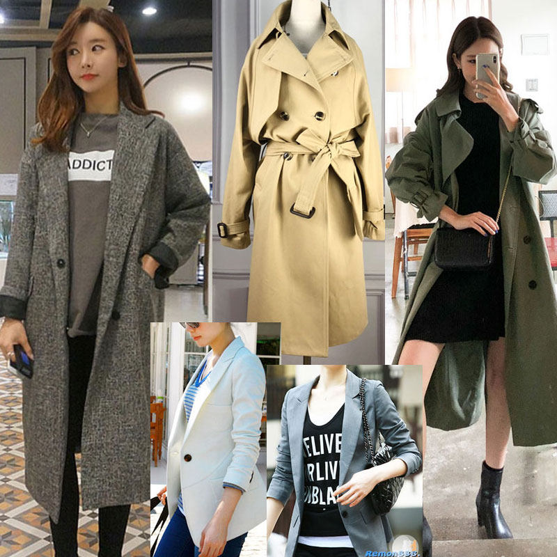 【断码清仓】春秋装韩版小西装女中长款白色宽松风衣外套女装西服