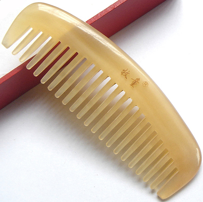 牧童正品天然黄牛角梳粗齿宽齿梳