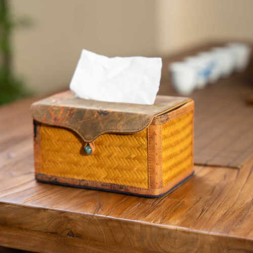 纸巾盒竹制提梁中式复古创意