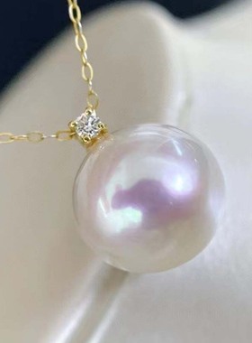 王妃款珍珠项链女简约优雅单钻小灯泡极简锁骨项链淡水珍珠正圆