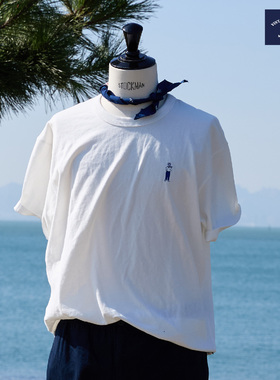 国棉壹厂小海军BOYNAVY系列纯棉宽松圆领短袖男女款小海军绣花t恤